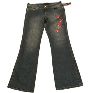 Floral Embroidered my Michelle jeans red flowers size 13 NWT